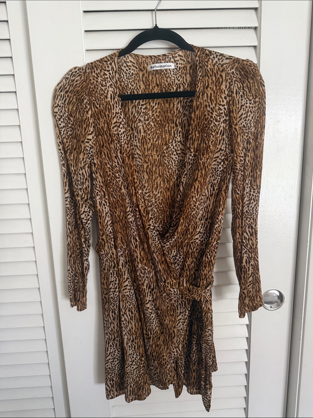Reformation Brown Leopard-Print Wrap Dress Large